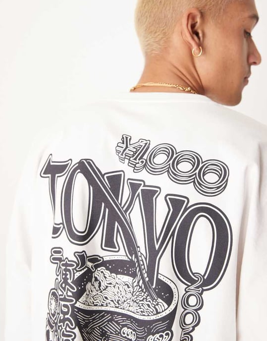 ASOS DESIGN oversized boxig tungvikts t-shirt 240gsm med ryggtryck i vitt - Image 4