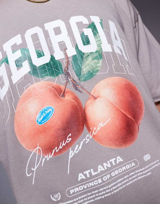 ASOS DESIGN oversized t-shirt med persikografik i brunt - Image 4