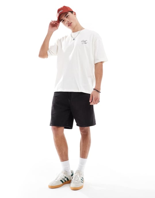 ASOS DESIGN oversized t-shirt med sommartryck i off-white - Image 2