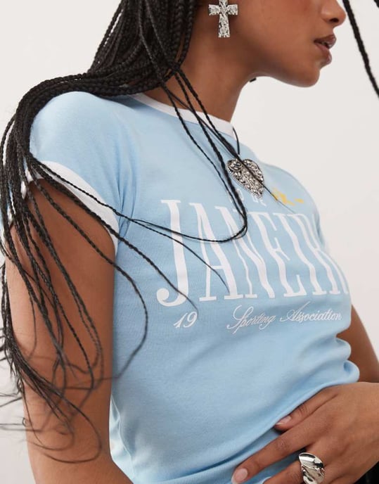COLLUSION tryckt Janeiro 92 baby t-shirt i blå - Image 2
