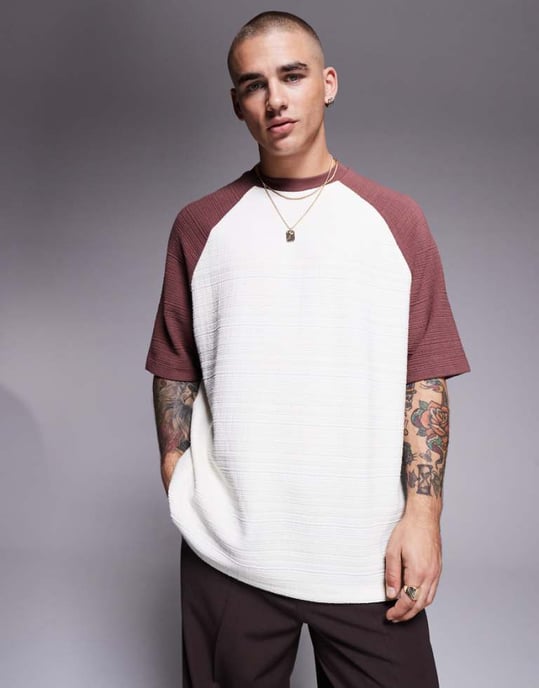 ASOS DESIGN oversized t-shirt i vit textur - Image 1