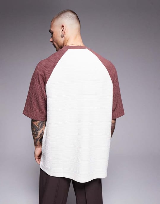 ASOS DESIGN oversized t-shirt i vit textur - Image 4