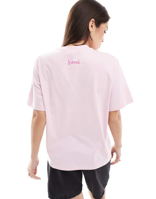 ONLY latdagar grafisk tryck oversized t-shirt i rosa - Image 3