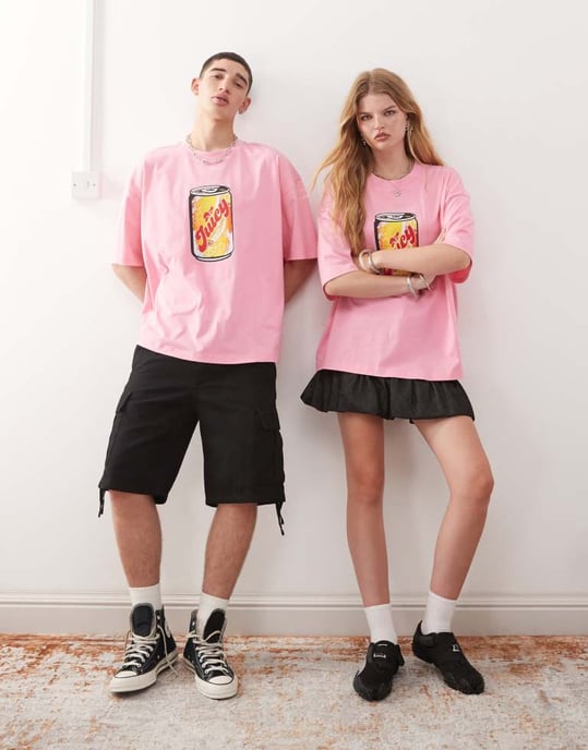 COLLUSION sodadosa tryck grafisk t-shirt i rosa - Image 2