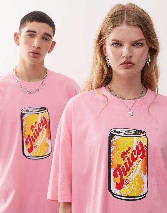 COLLUSION sodadosa tryck grafisk t-shirt i rosa - Image 3