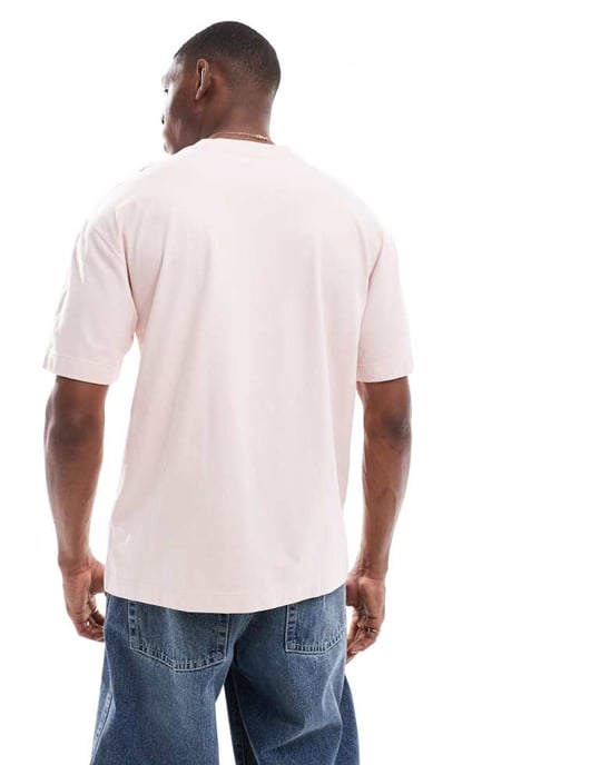 Hollister ikon tvättad boxy oversized t-shirt i ljusrosa - Image 4
