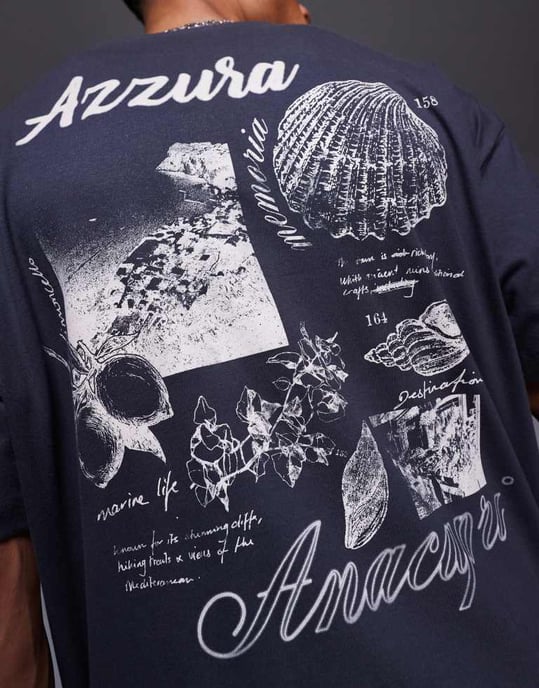 ASOS DESIGN överdimensionerad t-shirt med sceniska tryck i kolgrå - Image 3