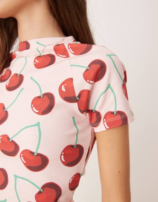 ASOS DESIGN raglan baby t-shirt set i rosa körsbärstryck - Image 3