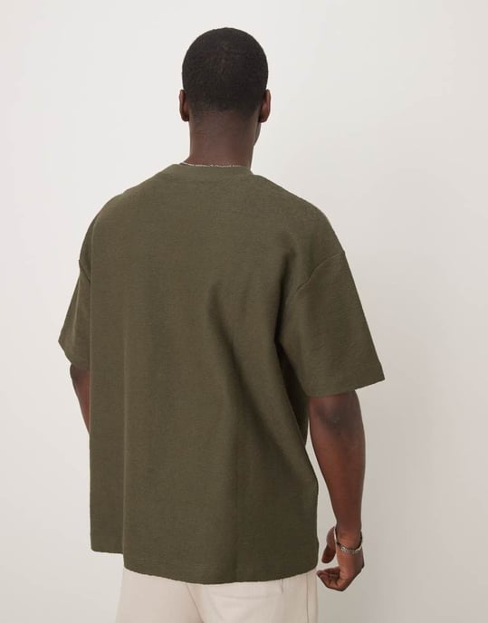 ASOS DESIGN Premium oversized texturerad t-shirt i grön - Image 3