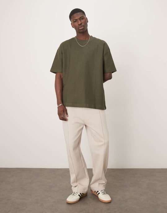 ASOS DESIGN Premium oversized texturerad t-shirt i grön - Image 4