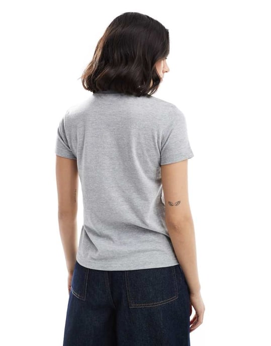 Daisy Street applique flag t-shirt in grey marl - Image 3