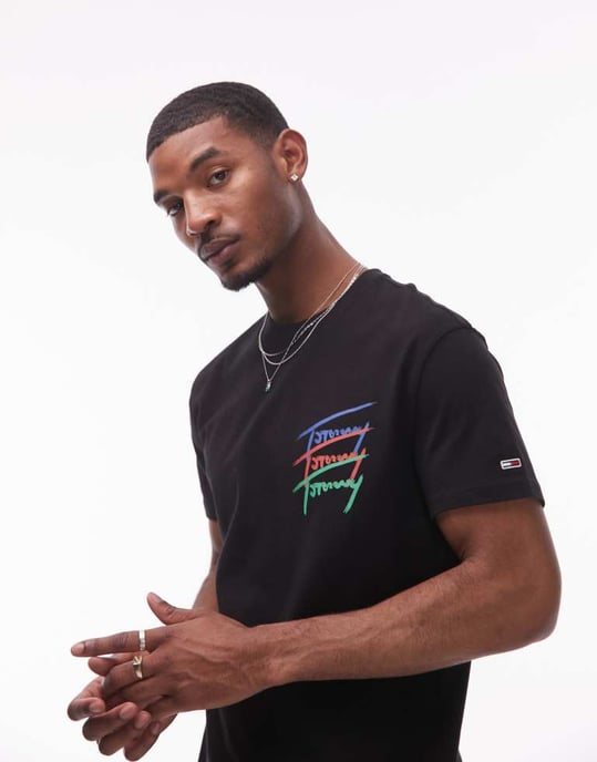 Tommy Jeans t-shirt med upprepat logotyptryck på ryggen i svart - Image 2
