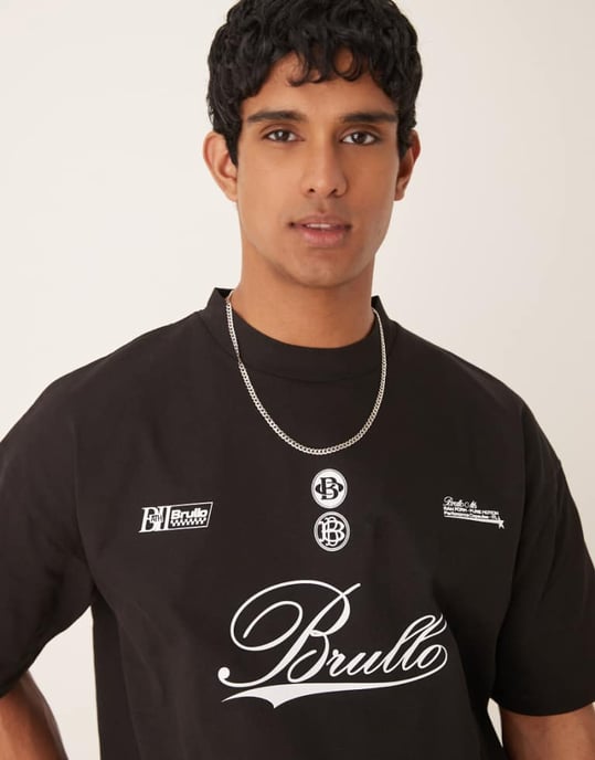 ASOS DESIGN tyngre oversized t-shirt med skrivtext i svart - Image 1
