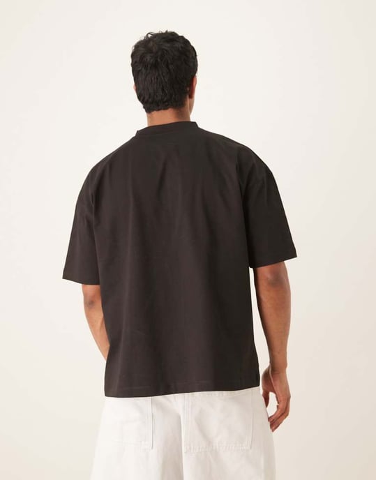 ASOS DESIGN tyngre oversized t-shirt med skrivtext i svart - Image 2
