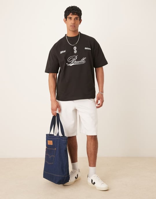 ASOS DESIGN tyngre oversized t-shirt med skrivtext i svart - Image 3