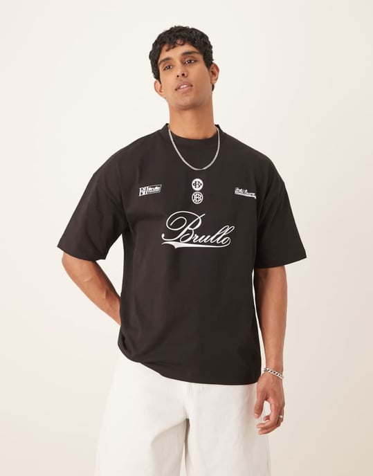 ASOS DESIGN tyngre oversized t-shirt med skrivtext i svart - Image 4