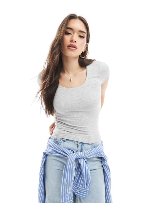 Cotton On Sunday scoop short sleeve in grey - Image 4