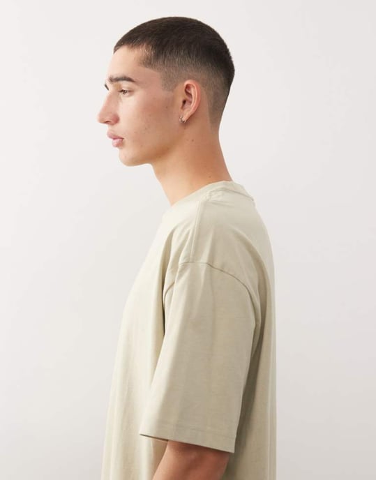 Weekday oversized t-shirt in khaki - Image 4