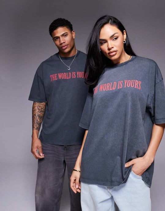 ASOS DESIGN unisex oversized t-shirt med Scarface-tryck i tvättad svart - Image 3
