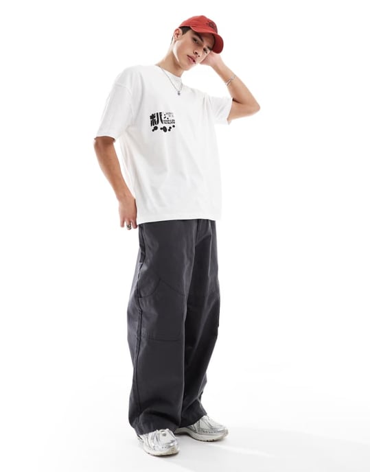 ASOS DESIGN oversized t-shirt med boba grafik i vit - Image 2