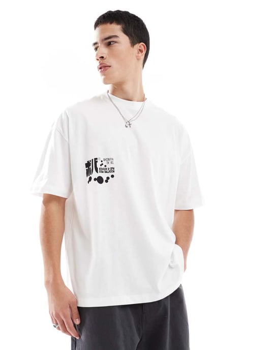 ASOS DESIGN oversized t-shirt med boba grafik i vit - Image 3
