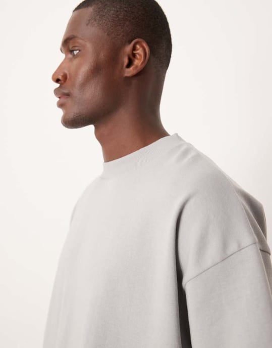 ASOS DESIGN tung oversized t-shirt i grå mjuk touch - Image 2