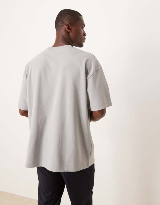 ASOS DESIGN tung oversized t-shirt i grå mjuk touch - Image 4