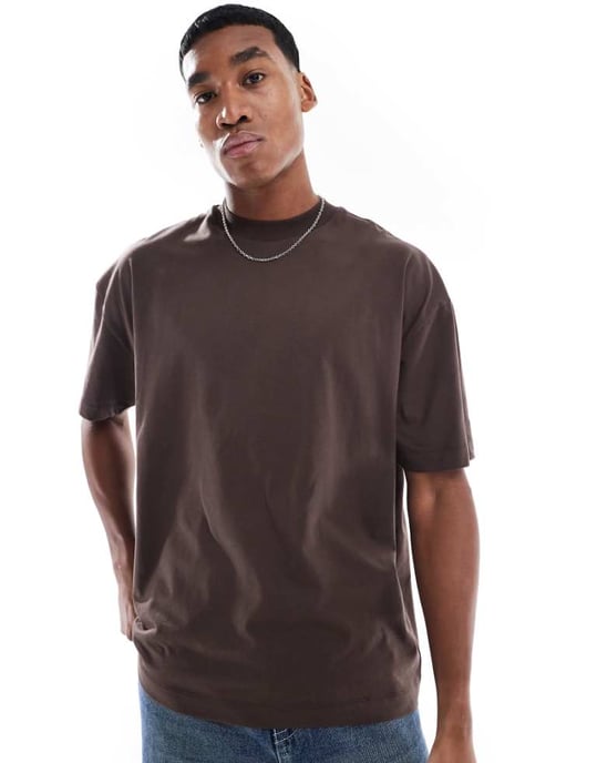 ASOS DESIGN Essentials oversized t-shirt i mörkbrun - Image 1