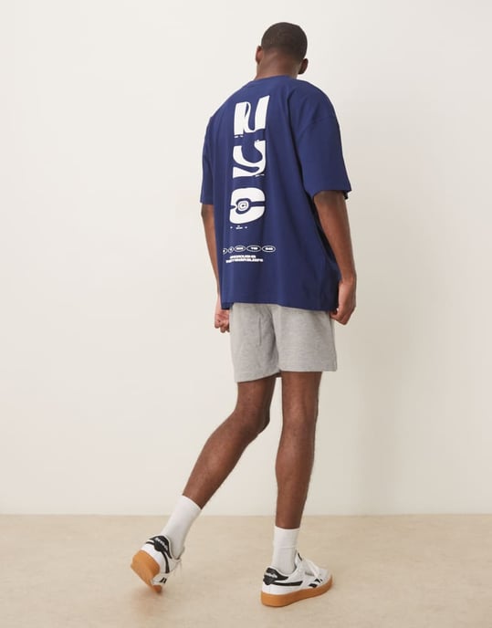 ASOS DESIGN oversized t-shirt med stadsgrafik i marinblå - Image 3