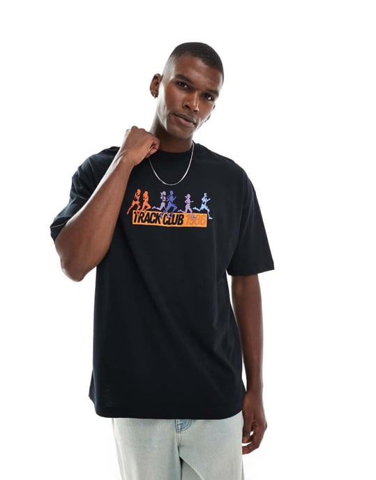 ASOS DESIGN oversized t-shirt med sportgrafik i svart - Image 3