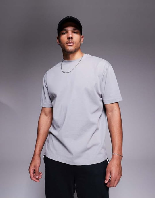 ASOS DESIGN tung avslappnad t-shirt i grått - Image 3