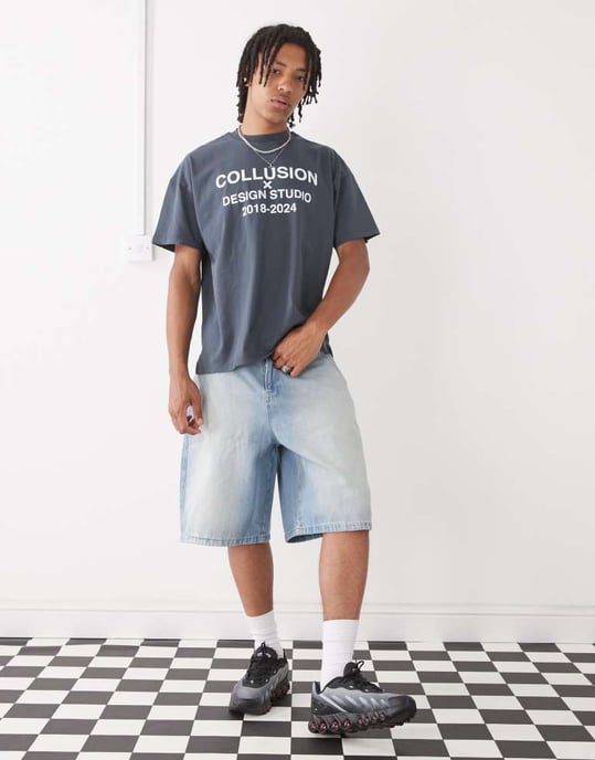 COLLUSION-logotyp T-shirt i grå - Image 3