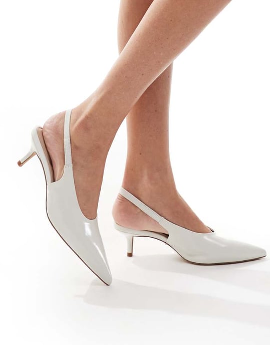 ALDO Oceweth slingback kittenhælade skor i vitt läder - Image 1