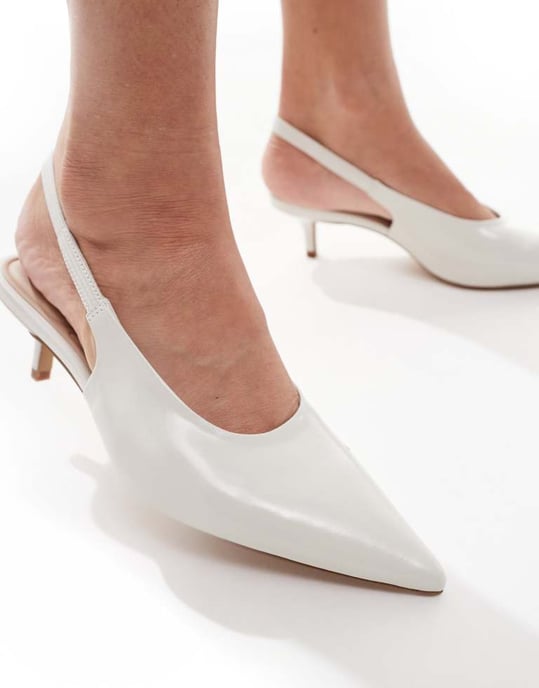 ALDO Oceweth slingback kittenhælade skor i vitt läder - Image 3