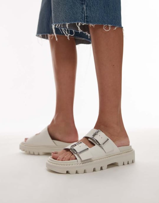 Tommy Jeans dubbelremspänne sandal i vitt - Image 1