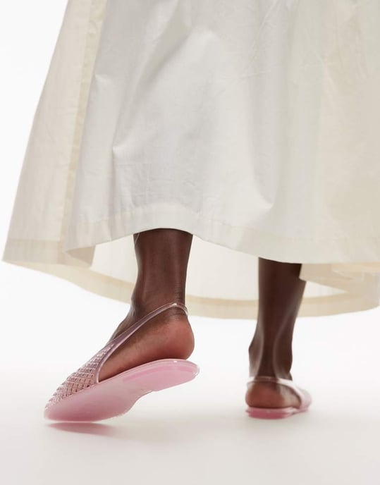 Topshop Harper gelé slingback ballerina i rosa - Image 3