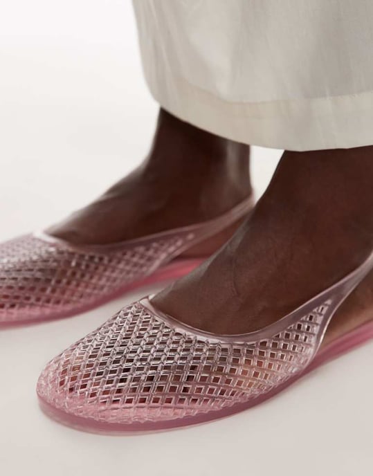 Topshop Harper gelé slingback ballerina i rosa - Image 4