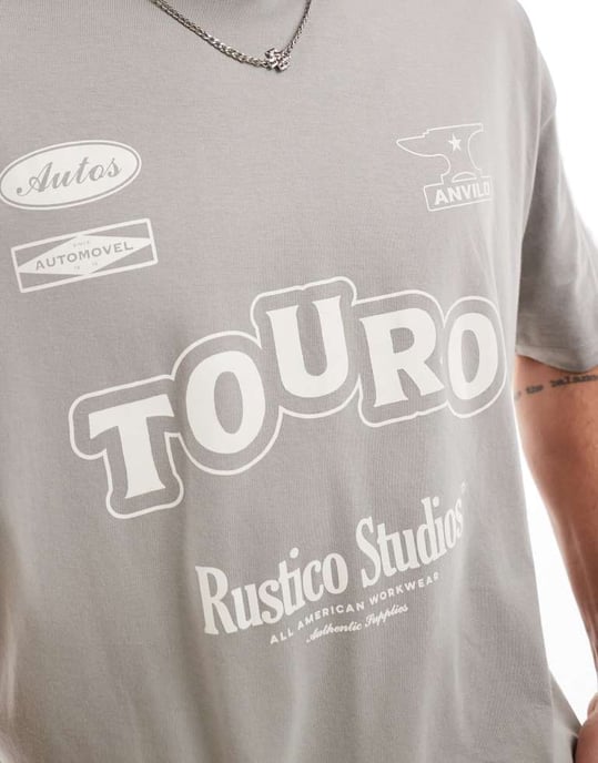 ASOS DESIGN boxy oversized t-shirt med textgrafik i khaki - Image 3
