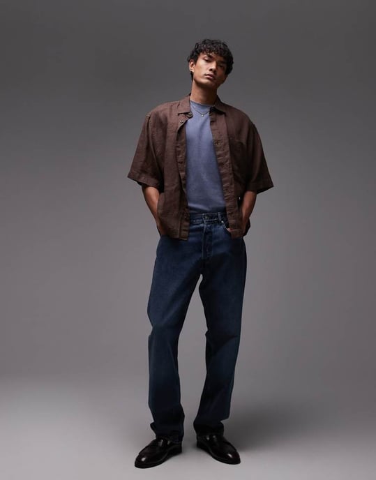 Topman avslappnad passform t-shirt i tvättad blå - Image 3