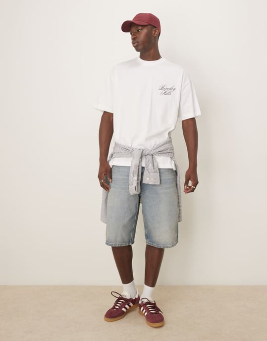 ASOS DESIGN oversize t-shirt med Beverly Hills grafik i vitt - Image 4