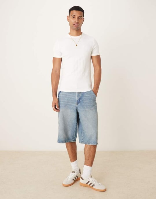 ASOS DESIGN muskelpassform t-shirt i vit strukturerad ribbmateriel - Image 2