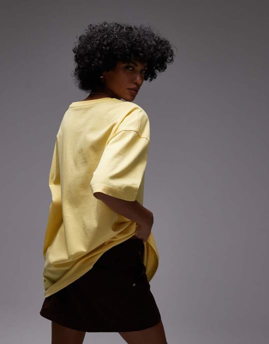 Topshop jersey grafisk Cuba-tryck oversized t-shirt i gult - Image 3