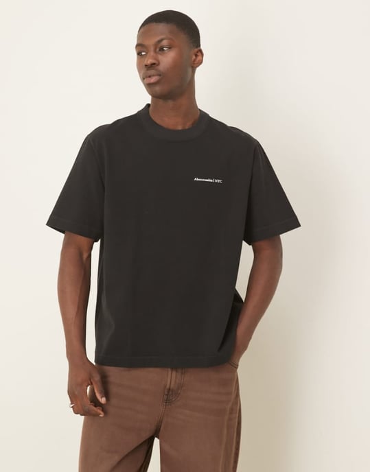 Abercrombie & Fitch premium logot-shirt i svart - Image 1