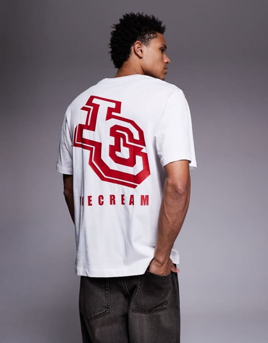 ICECREAM logotryck bakpå t-shirt i heavyweight vit - Image 1