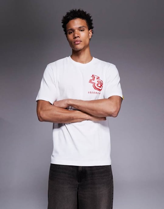 ICECREAM logotryck bakpå t-shirt i heavyweight vit - Image 3
