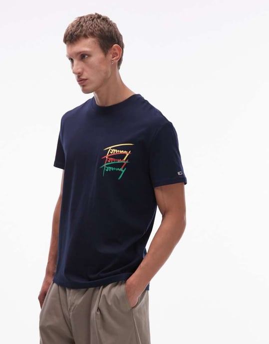 Tommy Jeans repeat signature rygtryck t-shirt i marinblå - Image 3