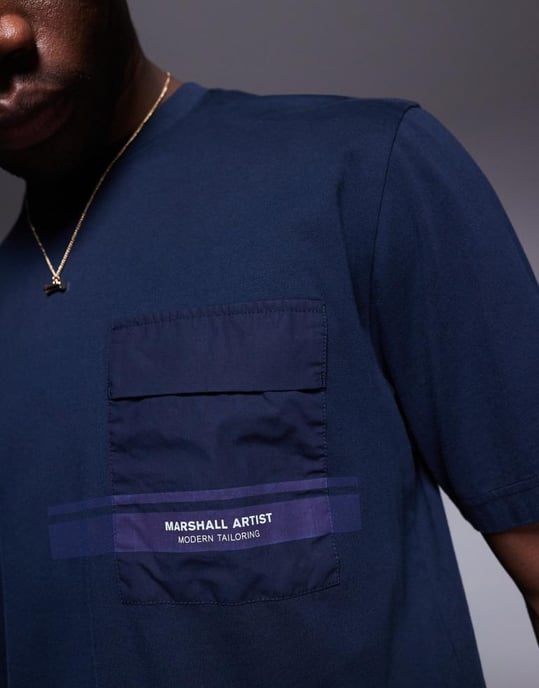 Marshall Artist logotryck seafield t-shirt i marinblå - Image 4