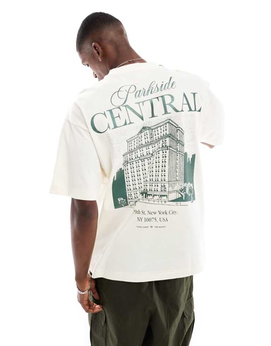 Cotton On grafisk t-shirt i krämfärgad - Image 1