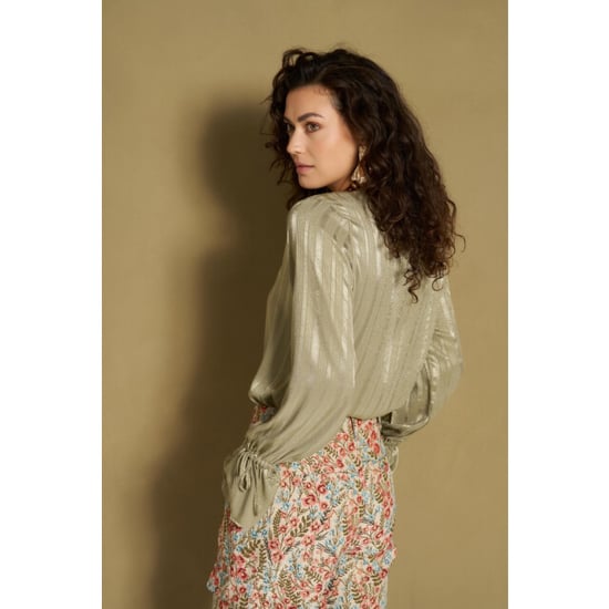 Lofty Manner blouse hella satin relaxed rh06 352 kaki - Image 3