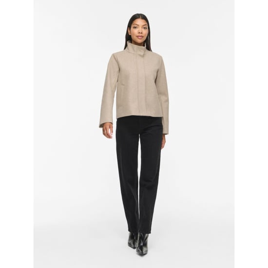 Vila viclaudia l/s high neck short jkt 14119186 natural melange - Image 3